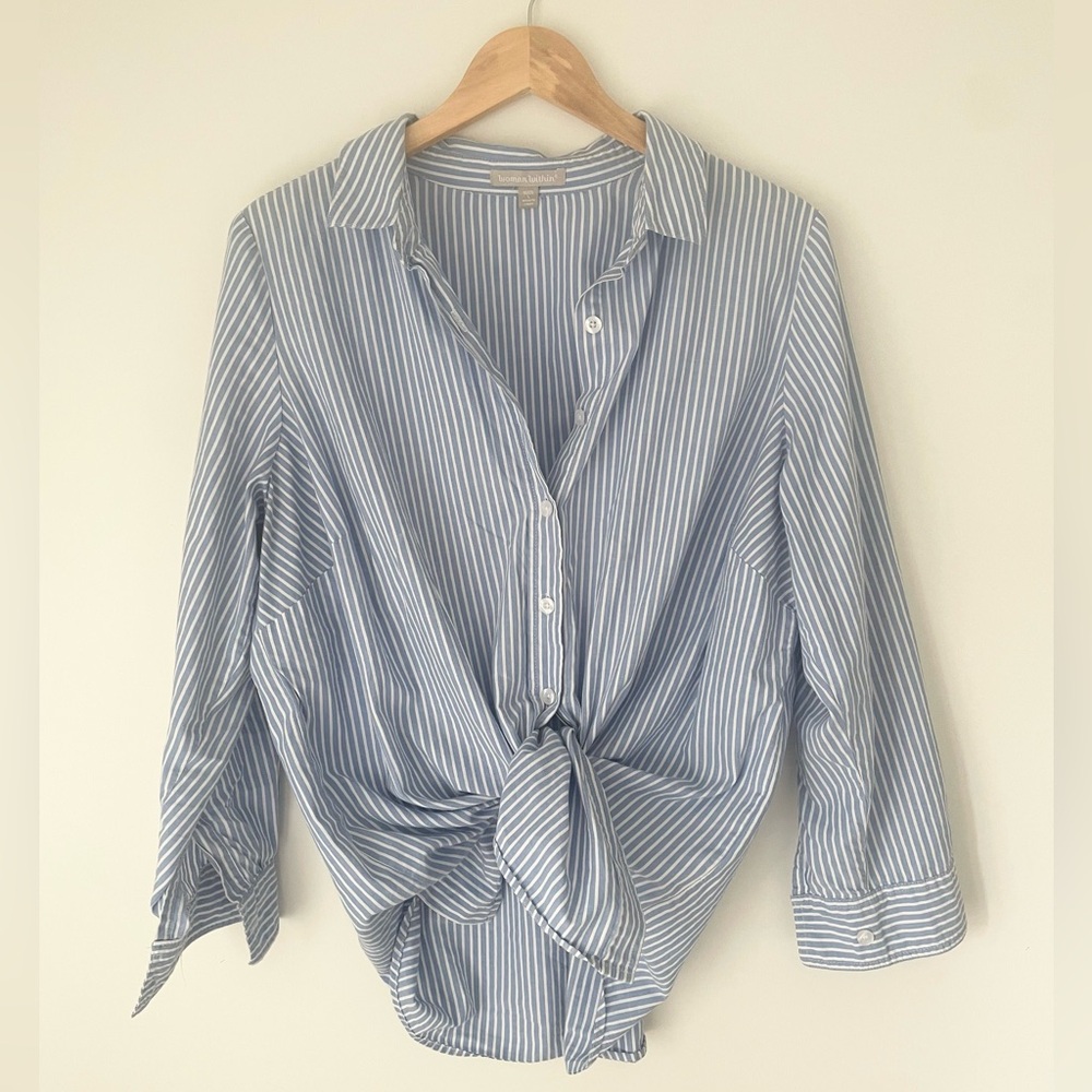 Striped Classic Button-Down Shirt, Large